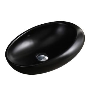 Lavoar ceramic oval cu montaj pe blat Emma Black Matt 49 x 31 cm - Img 6