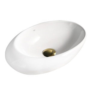 Lavoar ceramic oval cu montaj pe blat Emma White Gloss 49 x 31 cm - Img 6