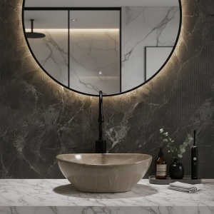 Lavoar ceramic oval cu montaj pe blat Lumo Beige Gloss 33 x 45 cm - Img 2