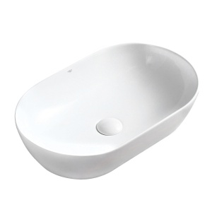 Lavoar ceramic oval cu montaj pe blat Tes White Gloss 55 x 30 cm