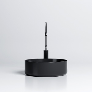 Lavoar ceramic rotund cu montaj pe blat Lava Black Gloss 36 x 12 cm - Img 4