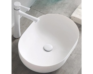Lavoar de blat ANNA SLIM, Dimensiuni 61 x 41 x 13.5 cm, Forma Ovala, Ceramica sanitara, Alb - Img 7