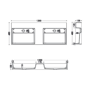 Lavoar De Blat Dublu PRO CASPIO BLACK, diferite dimensiuni, Montaj Pe Blat,Design Deosebit,Cu 1/2 sau fara Gaura Baterie, Conglomerat,Negru Mat - Img 3
