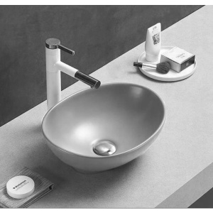 Lavoar De Blat PRO VERA, Dimensiuni 40.5 X 33 X 14 Cm, Forma Rotunda, Ceramica Sanitara, Gri, Finisaj Mat - Img 2