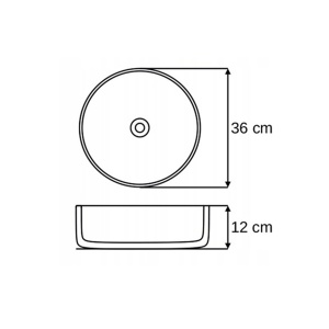 Lavoar De Blat PRO VERONA, Dimensiuni 36 X 36 X 12 Cm, Forma Rotunda, Ceramica Sanitara, Gri Inchis - Img 9