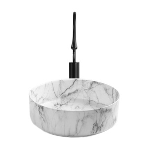 Lavoar De Blat PRO VERONA, Dimensiuni 36 X 36 X 12 Cm, Forma Rotunda, Ceramica Sanitara, Gri - Img 7
