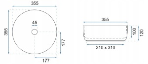 Lavoar De Blat REA SAMI AIAX SHINY, Dimensiuni 35.5 X 35.5 X 12 Cm, Montaj Pe Blat, Design Deosebit, Ceramica Sanitara, Alb - Img 5