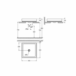 Lavoar patrat pe blat Grohe Cube Ceramic cu PureGuard 40x40 - Img 4