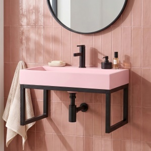 Lavoar pe blat cu cadru Rea Goya roz pastel 60 cm - Img 5