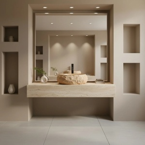 Lavoar pe blat cu finisaj piatra Mika Light Terracotta - Img 9