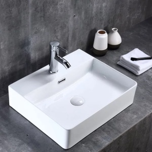 Lavoar pe blat Fluminia Mercur alb 52 cm - Img 2