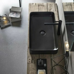 Lavoar pe blat Fluminia My Black Square negru mat 67,5 cm - Img 4