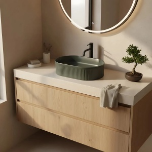 Lavoar pe blat oval cu finisaj mat Rea Vanda Olive Matt - Img 5