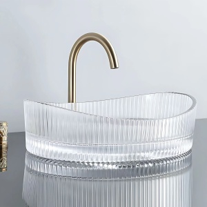 Lavoar pe blat oval din sticla Rea Harper transparent