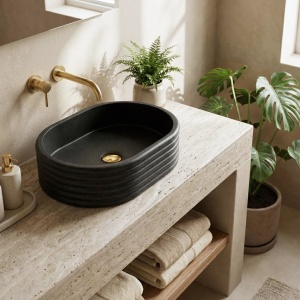 Lavoar pe blat Rea Nicoletta Black negru mat compozit - Img 3