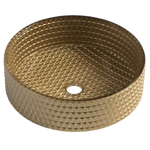 Lavoar rotund din sticla frezata cu montaj pe blat Brillant Gold Matt 36 x 12 cm - Img 12