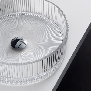 Lavoar rotund din sticla transparenta si frezata cu montaj pe blat Brillant 40 x 12 cm - Img 10