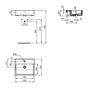 Lavoar semiincastrat Ideal Standard Atelier Extra alb mat 50 cm - Img 8