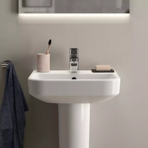Lavoar suspendat Ideal Standard i.life B alb lucios SmartGuard 45 cm cu orificiu baterie si preaplin - Img 9