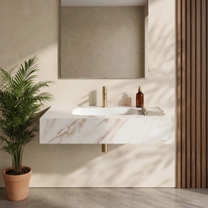 Lavoar suspendat REA Aresa Grey Gold 80 - Img 3