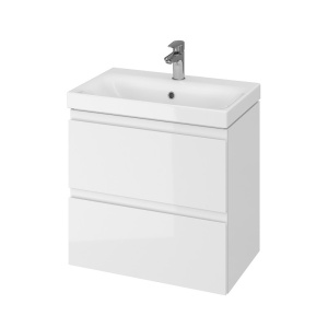 Mobilier baie suspendat Cersanit Moduo Slim pentru lavoar 60 cm alb lucios