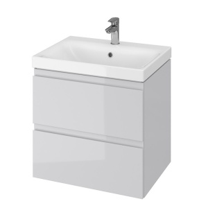Mobilier baie suspendat pentru lavoar Cersanit Moduo 60 cm gri lucios