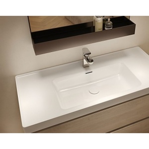 Mobilier de baie suspendat Cersanit Crea cu doua sertare stejar 100 cm - Img 4