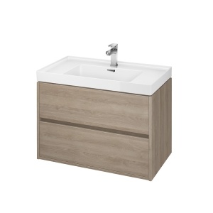 Mobilier suspendat de baie Cersanit Crea stejar 80 cm cu doua sertare soft close