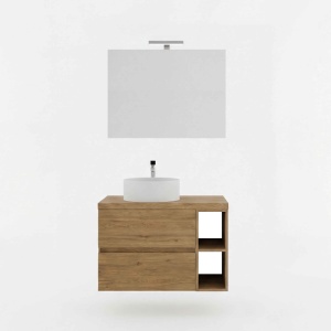 Mobilier suspendat pentru lavoar Fluminia Genova 60 x 46 cm rovere naturale - Img 5