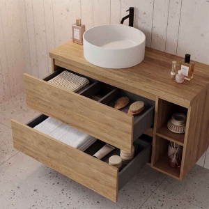 Mobilier suspendat pentru lavoar Fluminia Genova 80 Rovere Naturale 80 x 46 cm - Img 7