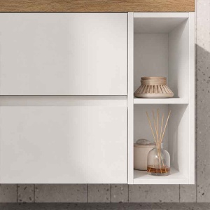 Mobilier suspendat pentru lavoar Fluminia Genova alb lucios 80 x 46 cm - Img 7