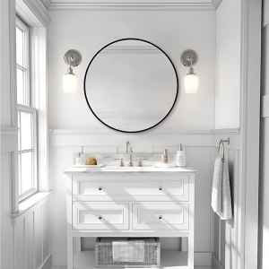 Oglinda de baie rotunda cu rama neagra din aluminiu Ceres 60 cm - Img 9