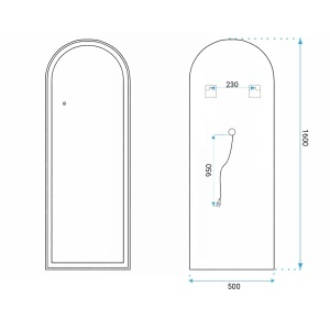 Oglindă LED cu rama auriu Orbit Brush Gold, 50x160cm, 3 moduri iluminare - Img 10