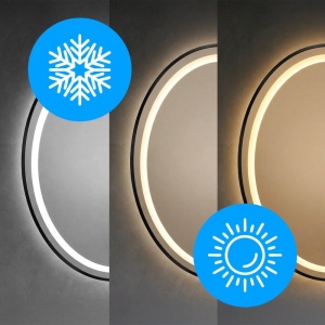 Oglinda ovala cu LED in 3 culori antiaburire si rama neagrea Emilia 60 x 80 cm - Img 15