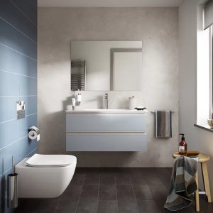 Pachet vas wc suspendat Ideal Standard Tesi, capac softclose si set dus igiena intima negru cu baterie incastrata Rea Loop - Img 7