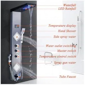 Panel de dus PRO 19,multifunctional,cu led,negru,ecran digital,efect de ploaie,jeturi spa - Img 8