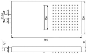 Para Dus Dreptunghiulara,PRO 9007,Tip Cascada, Dimensiuni 50 x 22 x 0.3 cm, Anti-Calcar, Crom Lucios - Img 4
