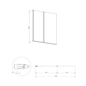 Paravan cada cu panou dublu Omnires Kingston negru mat/transparent 120x150 cm - Img 2