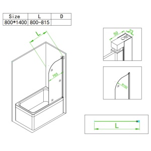 Paravan de cada PR01 CROM 80x140 cm, Sticla securizata 6 MM - Img 12
