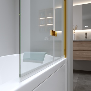 Paravan de cada PR04, Dimensiune 100x140cm, Sticla securizata 6mm, Culoare Auriu - Img 5
