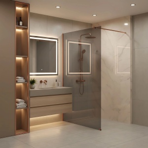 Paravan de dus Rea Flexi Grey / Brush Copper 110 - Img 6