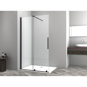 Paravan de dus tip Walk-in Odea Black, Dimensiuni la Alegere, Sticla Securizata 8mm - Img 2