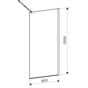 Perete de dus Walk-In SH04B, Dimensiune 80cm, Sticla securizata 8mm, Culoare Negru - Img 2