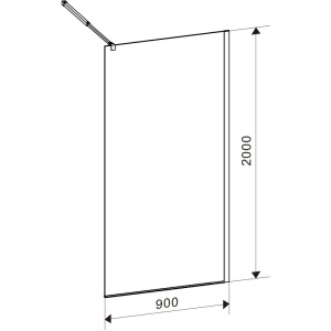 Perete de dus Walk-in SH07C, Dimensiune 90cm, Sticla securizata 8mm, Culoare Negru - Img 3