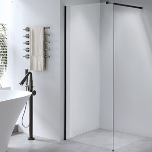 Perete de dus Walk-in SH07F, Dimensiune 120cm, Sticla securizata 8mm, Culoare Negru - Img 14