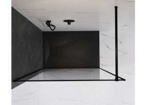 Perete de dus walk-in Veldman Maroko 80 cm sticla securizata 8 mm profil negru mat - Img 5