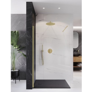 Perete de dus walk in Veldman Milan cu profil auriu periat 8 mm 90 cm - Img 4