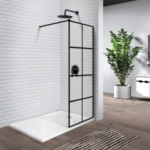 Perete de dus walk in Veldman Montreal negru mat 100 x 195 cm sticla 8 mm - Img 4