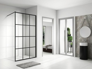 Perete de dus walk in Veldman Montreal negru mat 70 x 195 cm, sticla 8 mm - Img 7