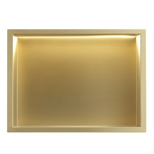 Raft de baie incastrat in perete, cu LED, 30 x 60 cm, Brush Gold - Img 3